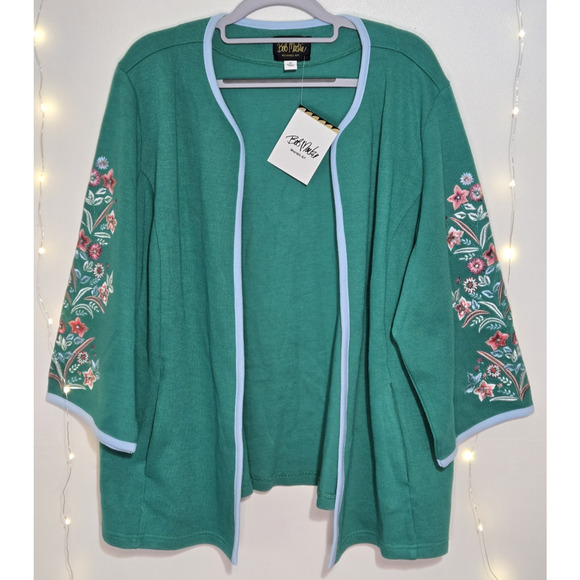 NEW WITH TAGS BOB MACKIE Wearable Art Cardigan Size 2X Green - Picture 1 of 13